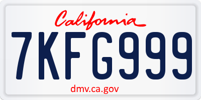 CA license plate 7KFG999