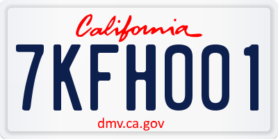 CA license plate 7KFH001