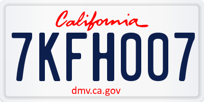 CA license plate 7KFH007