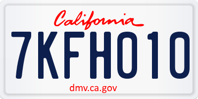CA license plate 7KFH010