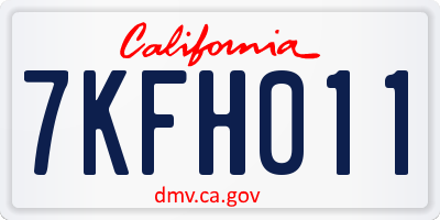 CA license plate 7KFH011