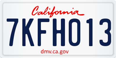 CA license plate 7KFH013