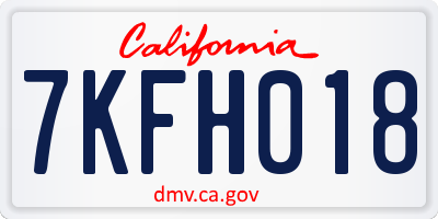 CA license plate 7KFH018