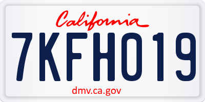 CA license plate 7KFH019
