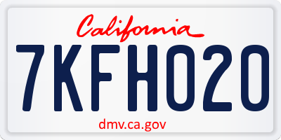 CA license plate 7KFH020