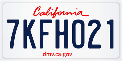 CA license plate 7KFH021