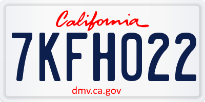 CA license plate 7KFH022