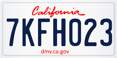 CA license plate 7KFH023