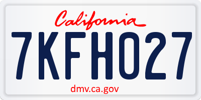 CA license plate 7KFH027