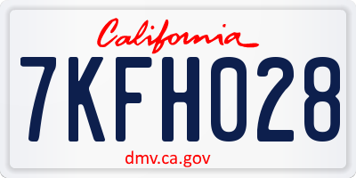 CA license plate 7KFH028