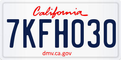 CA license plate 7KFH030