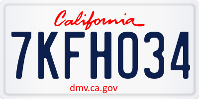 CA license plate 7KFH034