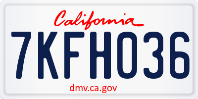 CA license plate 7KFH036