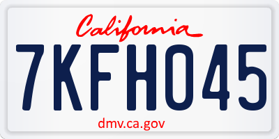 CA license plate 7KFH045