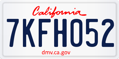 CA license plate 7KFH052