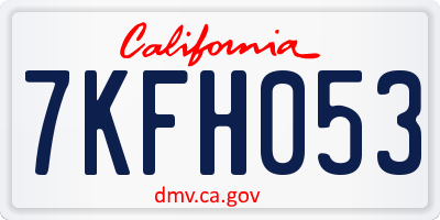 CA license plate 7KFH053