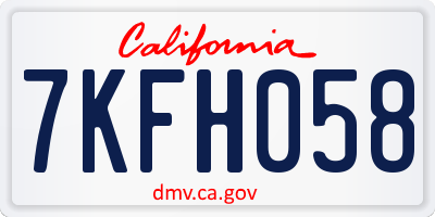 CA license plate 7KFH058