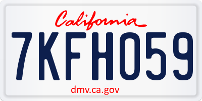 CA license plate 7KFH059