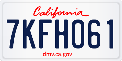 CA license plate 7KFH061