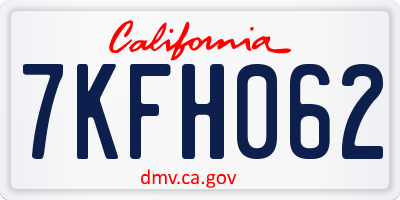 CA license plate 7KFH062