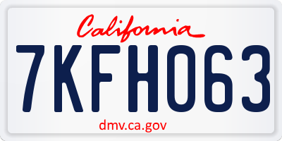 CA license plate 7KFH063