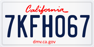 CA license plate 7KFH067