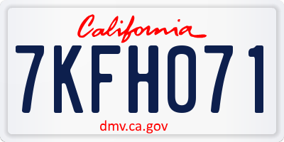 CA license plate 7KFH071