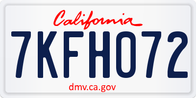 CA license plate 7KFH072