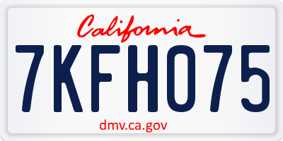 CA license plate 7KFH075