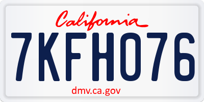 CA license plate 7KFH076