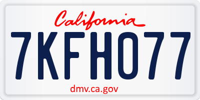 CA license plate 7KFH077
