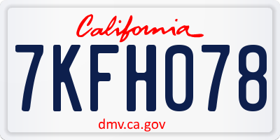 CA license plate 7KFH078