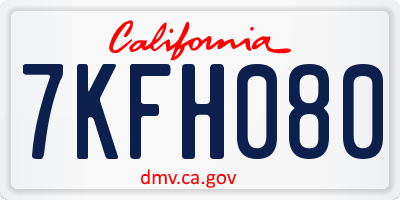 CA license plate 7KFH080