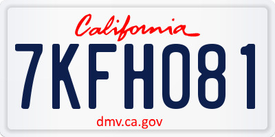 CA license plate 7KFH081