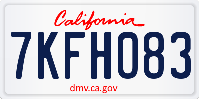 CA license plate 7KFH083