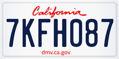 CA license plate 7KFH087