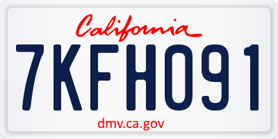 CA license plate 7KFH091