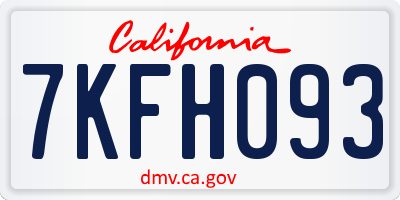 CA license plate 7KFH093