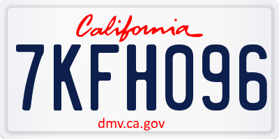 CA license plate 7KFH096