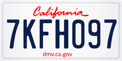 CA license plate 7KFH097