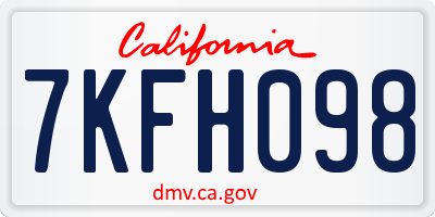 CA license plate 7KFH098