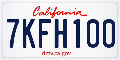CA license plate 7KFH100