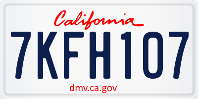 CA license plate 7KFH107