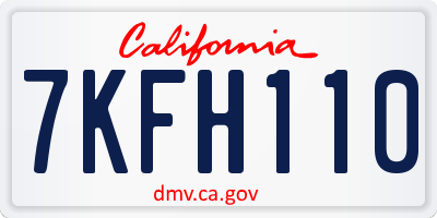 CA license plate 7KFH110