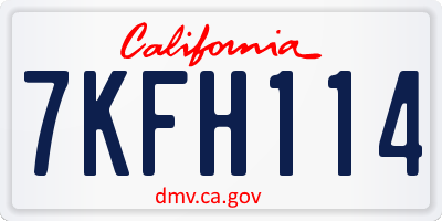 CA license plate 7KFH114