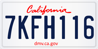 CA license plate 7KFH116