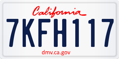 CA license plate 7KFH117