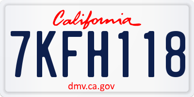 CA license plate 7KFH118