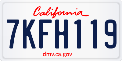 CA license plate 7KFH119