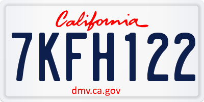 CA license plate 7KFH122